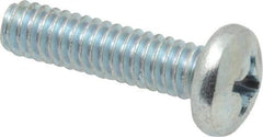 Value Collection - 1/4-20 UNC, 1" Length Under Head Phillips Drive Machine Screw - Pan Head, Grade 2 Steel, Zinc-Plated Finish, Without Washer - Apex Tool & Supply