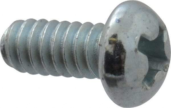 Value Collection - #6-32 UNC, 5/16" Length Under Head Phillips Drive Machine Screw - Round Head, Grade 2 Steel, Zinc-Plated Finish, Without Washer - Apex Tool & Supply