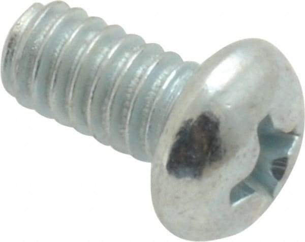 Value Collection - #8-32 UNC, 5/16" Length Under Head Phillips Drive Machine Screw - Round Head, Grade 2 Steel, Zinc-Plated Finish, Without Washer - Apex Tool & Supply