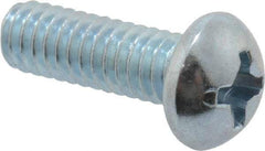 Value Collection - #8-32 UNC, 1/2" Length Under Head Phillips Drive Machine Screw - Round Head, Grade 2 Steel, Zinc-Plated Finish, Without Washer - Apex Tool & Supply