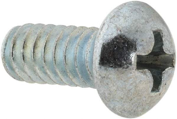 Value Collection - #10-24 UNC, 7/16" Length Under Head Phillips Drive Machine Screw - Round Head, Grade 2 Steel, Zinc-Plated Finish, Without Washer - Apex Tool & Supply