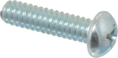 Value Collection - #10-24 UNC, 3/4" Length Under Head Phillips Drive Machine Screw - Round Head, Grade 2 Steel, Zinc-Plated Finish, Without Washer - Apex Tool & Supply