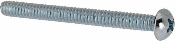 Value Collection - #10-24 UNC, 2" Length Under Head Phillips Drive Machine Screw - Round Head, Grade 2 Steel, Zinc-Plated Finish, Without Washer - Apex Tool & Supply