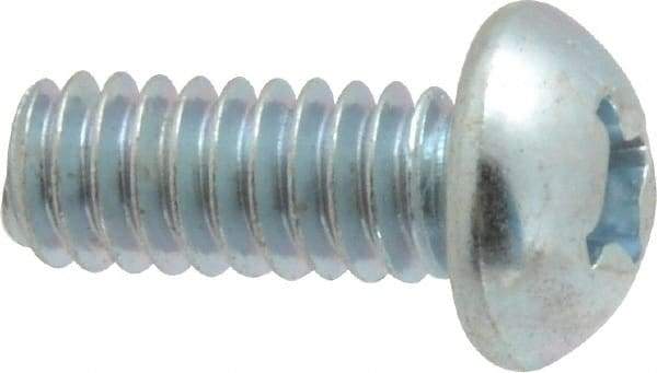 Value Collection - 1/4-20 UNC, 5/8" Length Under Head Phillips Drive Machine Screw - Round Head, Grade 2 Steel, Zinc-Plated Finish, Without Washer - Apex Tool & Supply