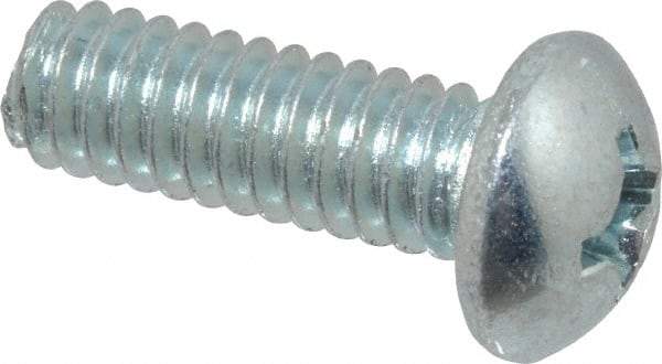 Value Collection - 1/4-20 UNC, 3/4" Length Under Head Phillips Drive Machine Screw - Round Head, Grade 2 Steel, Zinc-Plated Finish, Without Washer - Apex Tool & Supply