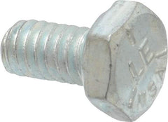 Made in USA - 1/4-20 UNC, 1/2" Length Under Head Hex Head Cap Screw - Fully Threaded, Grade 5 Steel, Zinc-Plated Finish, 7/16" Hex - Apex Tool & Supply