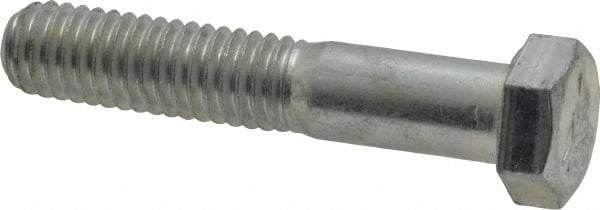 Made in USA - 3/8-16 UNC, 2" Length Under Head Hex Head Cap Screw - Partially Threaded, Grade 5 Steel, Zinc-Plated Finish, 9/16" Hex - Apex Tool & Supply