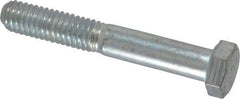 Made in USA - 3/8-16 UNC, 2-1/2" Length Under Head Hex Head Cap Screw - Partially Threaded, Grade 5 Steel, Zinc-Plated Finish, 9/16" Hex - Apex Tool & Supply