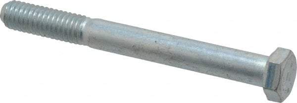 Made in USA - 3/8-16 UNC, 3-1/2" Length Under Head Hex Head Cap Screw - Partially Threaded, Grade 5 Steel, Zinc-Plated Finish, 9/16" Hex - Apex Tool & Supply