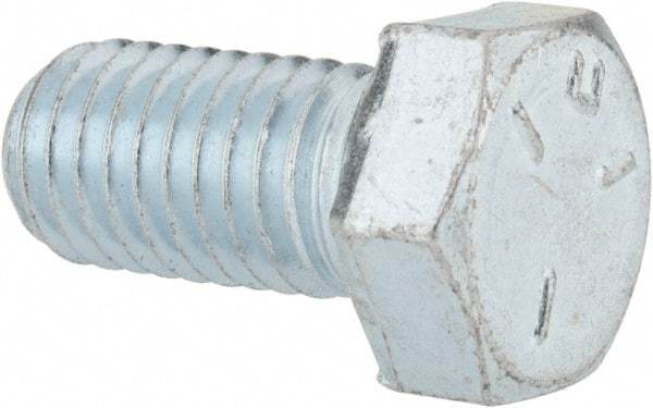 Made in USA - 1/2-13 UNC, 1" Length Under Head Hex Head Cap Screw - Fully Threaded, Grade 5 Steel, Zinc-Plated Finish, 3/4" Hex - Apex Tool & Supply