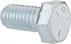 Made in USA - 1/2-13 UNC, 1" Length Under Head Hex Head Cap Screw - Fully Threaded, Grade 5 Steel, Zinc-Plated Finish, 3/4" Hex - Apex Tool & Supply