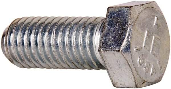 Made in USA - 1/2-13 UNC, 1-1/4" Length Under Head Hex Head Cap Screw - Fully Threaded, Grade 5 Steel, Zinc-Plated Finish, 3/4" Hex - Apex Tool & Supply