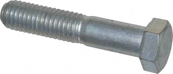 Made in USA - 1/2-13 UNC, 2-1/2" Length Under Head Hex Head Cap Screw - Partially Threaded, Grade 5 Steel, Zinc-Plated Finish, 3/4" Hex - Apex Tool & Supply