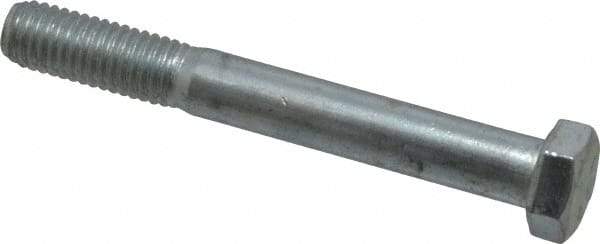 Made in USA - 1/2-13 UNC, 4" Length Under Head Hex Head Cap Screw - Partially Threaded, Grade 5 Steel, Zinc-Plated Finish, 3/4" Hex - Apex Tool & Supply