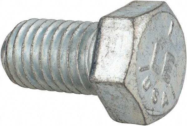 Made in USA - 9/16-12 UNC, 1" Length Under Head Hex Head Cap Screw - Fully Threaded, Grade 5 Steel, Zinc-Plated Finish, 13/16" Hex - Apex Tool & Supply