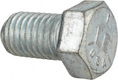 Made in USA - 9/16-12 UNC, 1" Length Under Head Hex Head Cap Screw - Fully Threaded, Grade 5 Steel, Zinc-Plated Finish, 13/16" Hex - Apex Tool & Supply