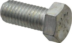 Made in USA - 9/16-12 UNC, 1-1/4" Length Under Head Hex Head Cap Screw - Fully Threaded, Grade 5 Steel, Zinc-Plated Finish, 13/16" Hex - Apex Tool & Supply