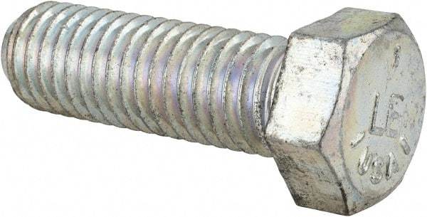 Made in USA - 9/16-12 UNC, 1-3/4" Length Under Head Hex Head Cap Screw - Fully Threaded, Grade 5 Steel, Zinc-Plated Finish, 13/16" Hex - Apex Tool & Supply