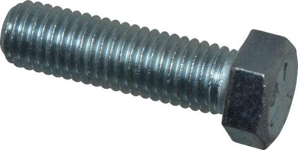 Made in USA - 9/16-12 UNC, 2" Length Under Head Hex Head Cap Screw - Fully Threaded, Grade 5 Steel, Zinc-Plated Finish, 13/16" Hex - Apex Tool & Supply