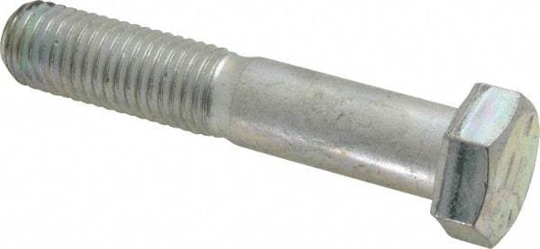 Made in USA - 3/4-10 UNC, 4" Length Under Head Hex Head Cap Screw - Partially Threaded, Grade 5 Steel, Zinc-Plated Finish, 1-1/8" Hex - Apex Tool & Supply