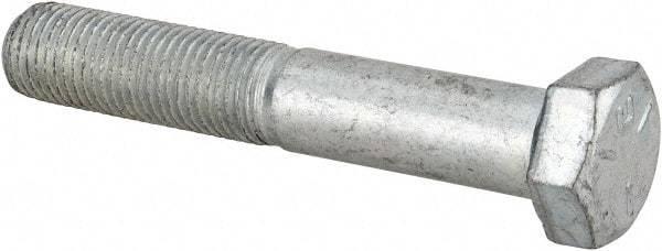Made in USA - 3/8-24 UNF, 2-1/4" Length Under Head Hex Head Cap Screw - Partially Threaded, Grade 5 Steel, Zinc-Plated Finish, 9/16" Hex - Apex Tool & Supply