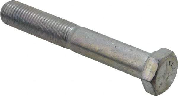 Made in USA - 3/8-24 UNF, 2-1/2" Length Under Head Hex Head Cap Screw - Partially Threaded, Grade 5 Steel, Zinc-Plated Finish, 9/16" Hex - Apex Tool & Supply