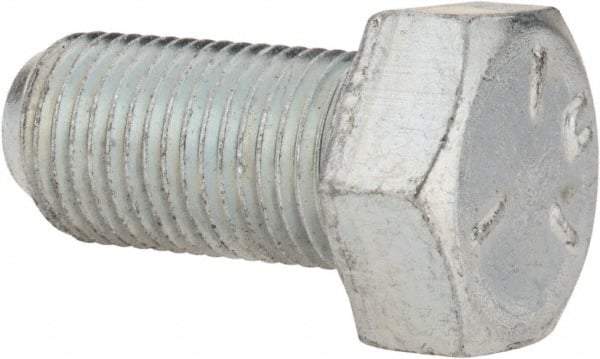 Made in USA - 1/2-20 UNF, 1" Length Under Head Hex Head Cap Screw - Fully Threaded, Grade 5 Steel, Zinc-Plated Finish, 3/4" Hex - Apex Tool & Supply