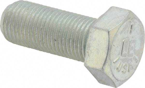 Made in USA - 1/2-20 UNF, 1-1/4" Length Under Head Hex Head Cap Screw - Fully Threaded, Grade 5 Steel, Zinc-Plated Finish, 3/4" Hex - Apex Tool & Supply