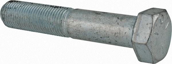 Made in USA - 1/2-20 UNF, 2-3/4" Length Under Head Hex Head Cap Screw - Partially Threaded, Grade 5 Steel, Zinc-Plated Finish, 3/4" Hex - Apex Tool & Supply