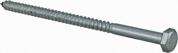 Value Collection - 1/4" Screw, 4-1/2" Length Under Head, Steel, Hex Head Lag Screw - Zinc Plated, Grade 2 - Apex Tool & Supply