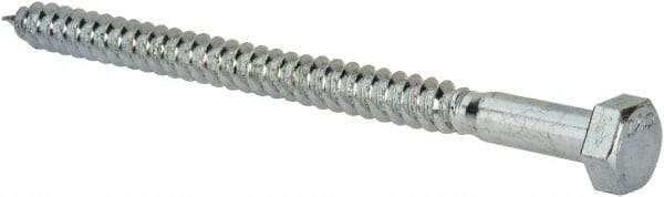 Value Collection - 5/16" Screw, 4-1/2" Length Under Head, Steel, Hex Head Lag Screw - Zinc Plated, Grade 2 - Apex Tool & Supply