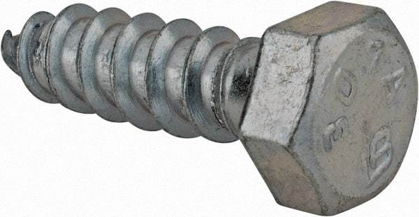 Value Collection - 3/8" Screw, 1-1/4" Length Under Head, Steel, Hex Head Lag Screw - Zinc Plated, Grade 2 - Apex Tool & Supply