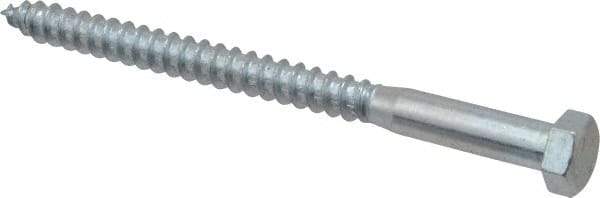 Value Collection - 3/8" Screw, 5" Length Under Head, Steel, Hex Head Lag Screw - Zinc Plated, Grade 2 - Apex Tool & Supply