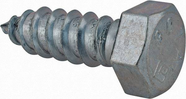 Value Collection - 1/2" Screw, 1-1/2" Length Under Head, Steel, Hex Head Lag Screw - Zinc Plated, Grade 2 - Apex Tool & Supply