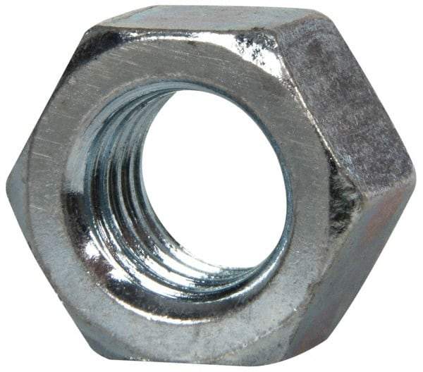 Value Collection - 1/2-13 UNC Steel Right Hand Hex Nut - 3/4" Across Flats, 7/16" High, Zinc-Plated Finish - Apex Tool & Supply