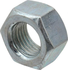 Value Collection - 7/16-20 UNF Steel Right Hand Hex Nut - 11/16" Across Flats, 3/8" High, Zinc-Plated Finish - Apex Tool & Supply