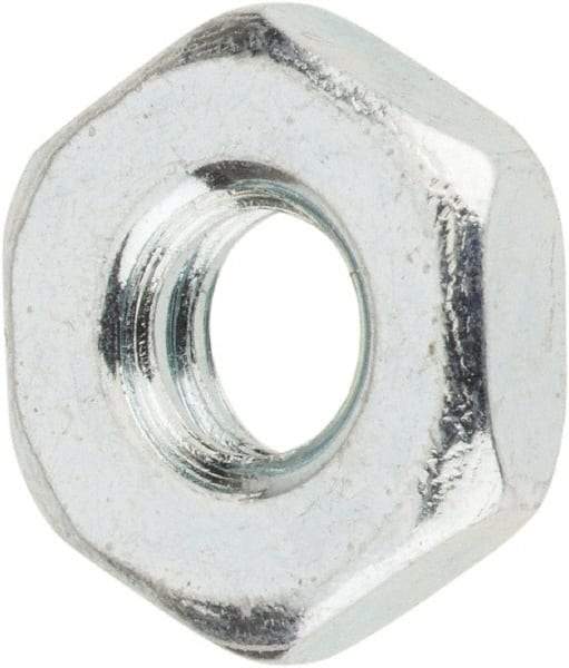 Value Collection - #10-24 UNC Steel Right Hand Machine Screw Hex Nut - 3/8" Across Flats, 1/8" High, Zinc-Plated Finish - Apex Tool & Supply