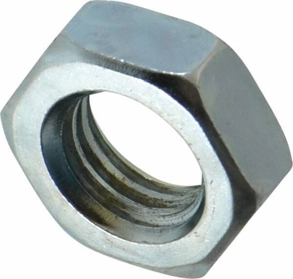 Value Collection - 9/16-12 UNC Steel Right Hand Hex Jam Nut - 7/16" Across Flats, 5/16" High, Zinc-Plated Finish - Apex Tool & Supply