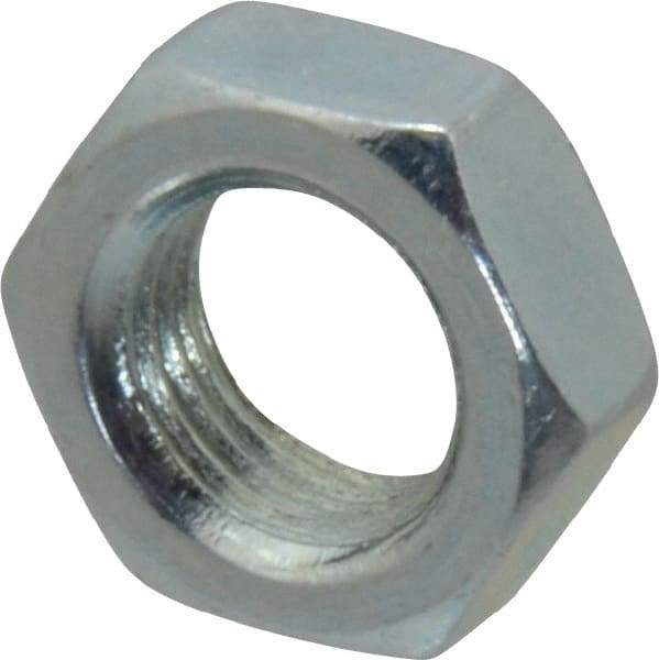 Value Collection - 3/8-24 UNF Steel Right Hand Hex Jam Nut - 9/16" Across Flats, 0.2188" High, Zinc-Plated Finish - Apex Tool & Supply