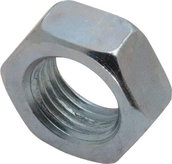 Value Collection - 1/2-20 UNF Steel Right Hand Hex Jam Nut - 3/4" Across Flats, 5/16" High, Zinc-Plated Finish - Apex Tool & Supply