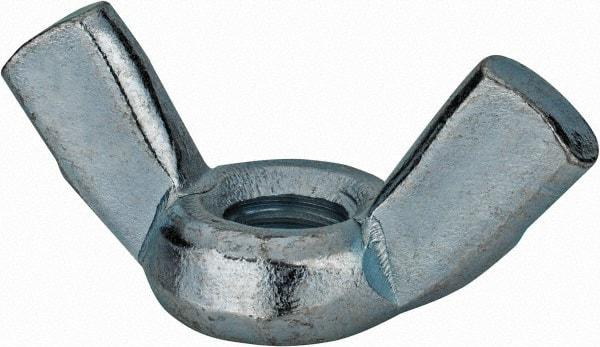 Value Collection - 7/16-14 UNC, Zinc Plated, Steel Standard Wing Nut - 1.94" Wing Span, 1" Wing Span - Apex Tool & Supply