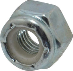 Value Collection - 1/4-28 UNF Grade 2 Hex Lock Nut with Nylon Insert - 7/16" Width Across Flats, 19/64" High, Zinc-Plated Finish - Apex Tool & Supply