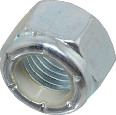 Value Collection - 7/16-20 UNF Grade 2 Hex Lock Nut with Nylon Insert - 5/8" Width Across Flats, 15/32" High, Zinc-Plated Finish - Apex Tool & Supply