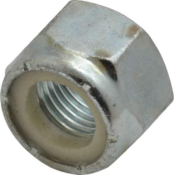 Value Collection - 9/16-18 UNF Grade 2 Hex Lock Nut with Nylon Insert - 7/8" Width Across Flats, 5/8" High, Zinc-Plated Finish - Apex Tool & Supply