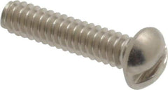 Value Collection - #4-40 UNC, 1/2" Length Under Head Slotted Drive Machine Screw - Round Head, Grade 18-8 Stainless Steel, Uncoated, Without Washer - Apex Tool & Supply