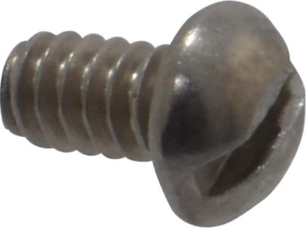 Value Collection - #6-32 UNC, 1/4" Length Under Head Slotted Drive Machine Screw - Round Head, Grade 18-8 Stainless Steel, Uncoated, Without Washer - Apex Tool & Supply