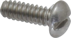 Value Collection - #6-32 UNC, 3/8" Length Under Head Slotted Drive Machine Screw - Round Head, Grade 18-8 Stainless Steel, Uncoated, Without Washer - Apex Tool & Supply