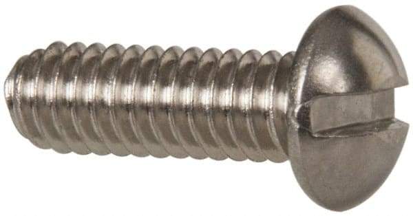 Value Collection - #8-32 UNC, 1/2" Length Under Head Slotted Drive Machine Screw - Round Head, Grade 18-8 Stainless Steel, Uncoated, Without Washer - Apex Tool & Supply