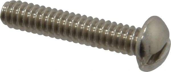 Value Collection - #10-24 UNC, 1" Length Under Head Slotted Drive Machine Screw - Round Head, Grade 18-8 Stainless Steel, Uncoated, Without Washer - Apex Tool & Supply