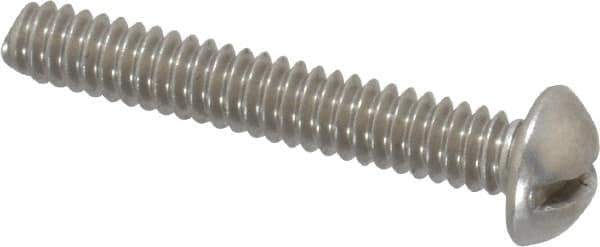 Value Collection - #10-24 UNC, 1-1/4" Length Under Head Slotted Drive Machine Screw - Round Head, Grade 18-8 Stainless Steel, Uncoated, Without Washer - Apex Tool & Supply